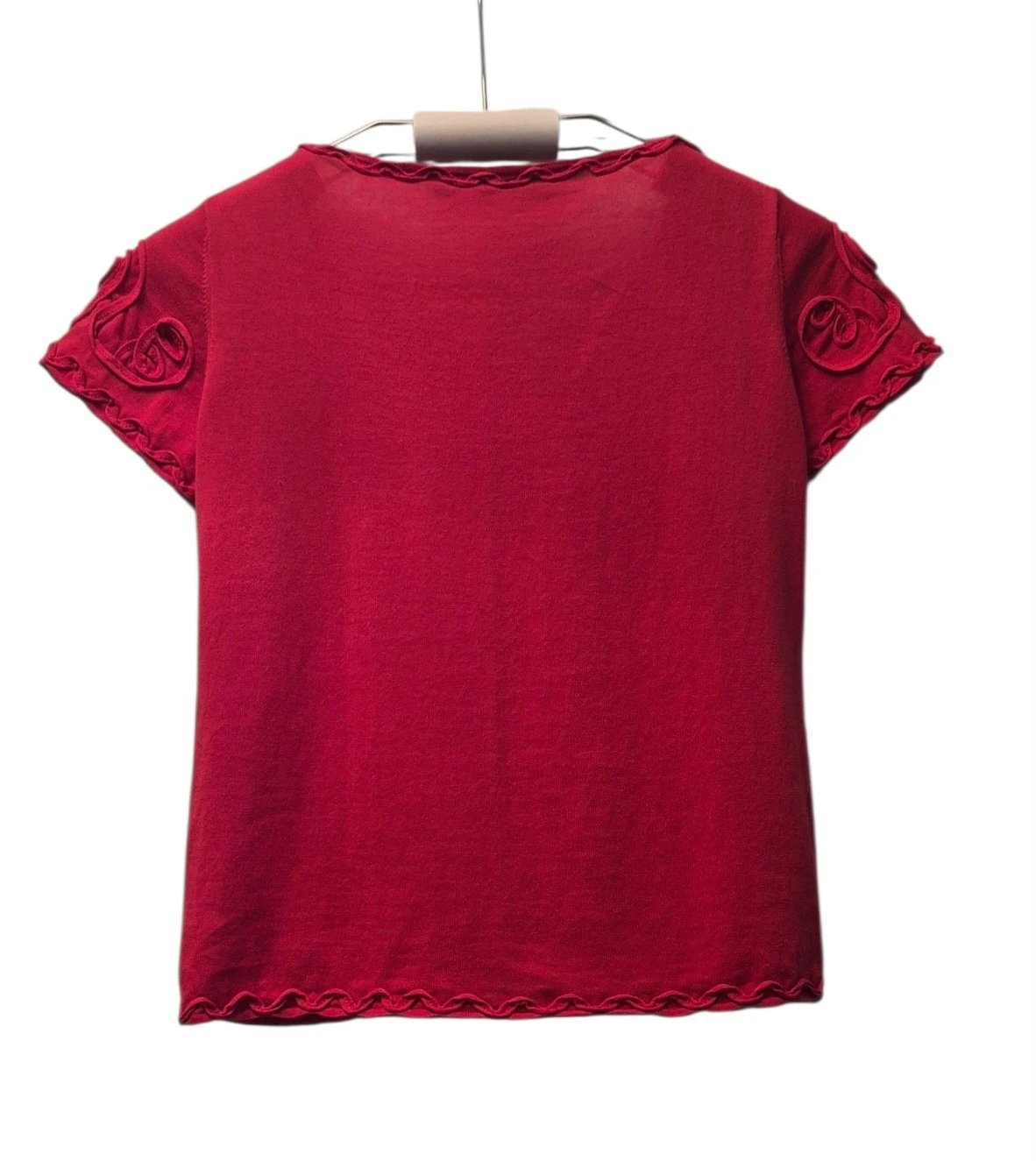 Purificacion Garcia Red Embellished Short Sleeve Top - photo 3