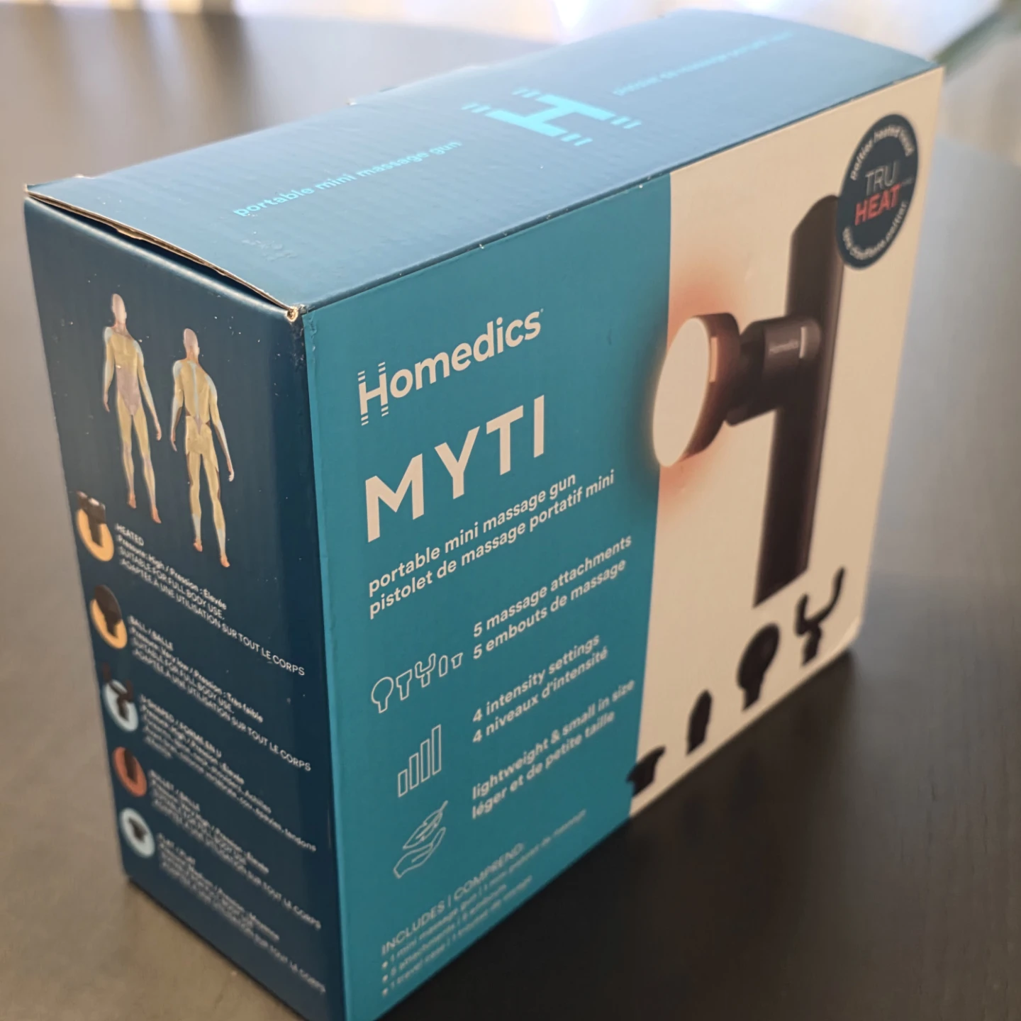 New HoMedics MYTI Mini Massage Gun - Heated Head & 5 Attachments - photo 3