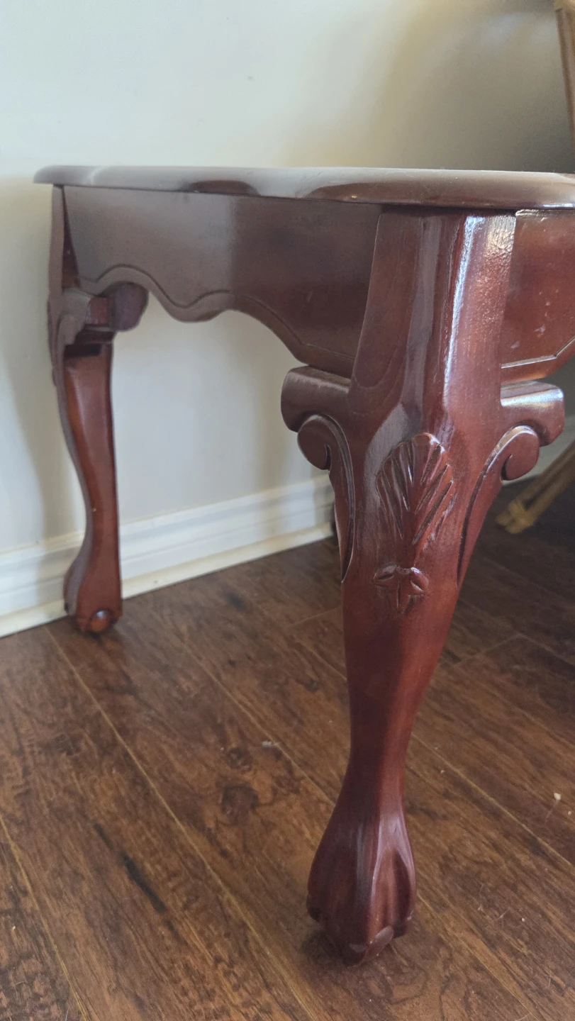 Wooden End Table with Glass Top - photo 2