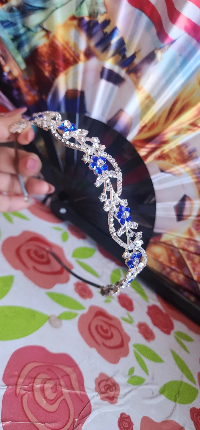 Silver and Blue Rhinestone Tiara Headband