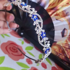 Silver and Blue Rhinestone Tiara Headband
