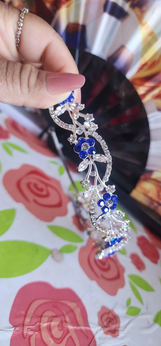 Silver and Blue Rhinestone Tiara Headband - photo 4