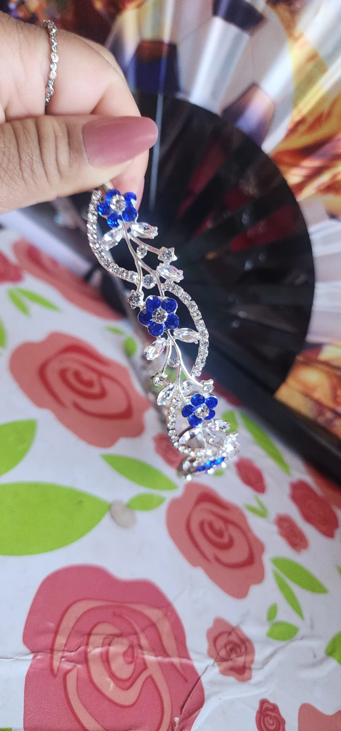 Silver and Blue Rhinestone Tiara Headband - photo 5