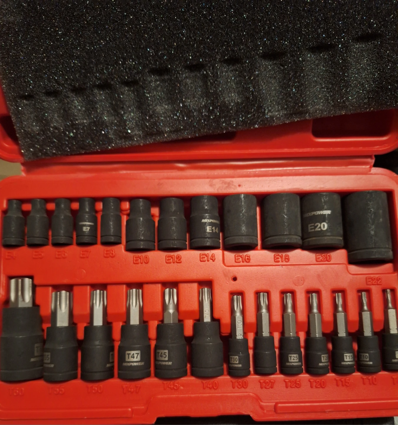 MIXPOWER 25 Piece Torx and External Socket Set