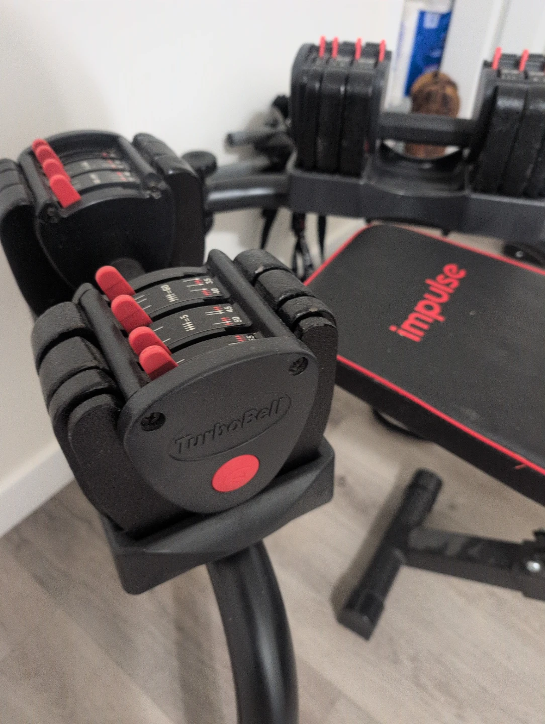 TurboBell Adjustable Dumbbells with Impulse Weight Bench