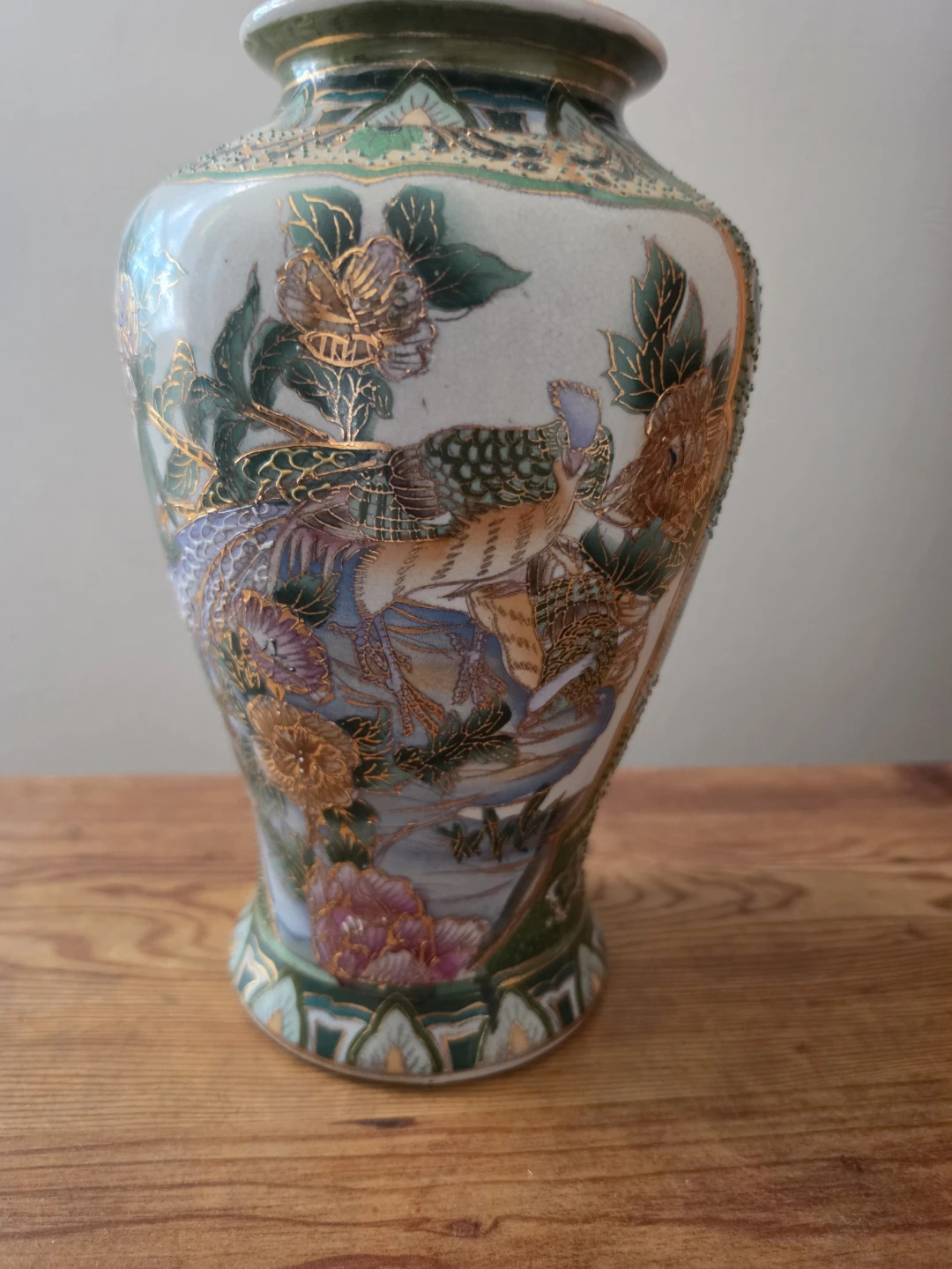 Decorative Ceramic Vase with Bird and Flower Design
