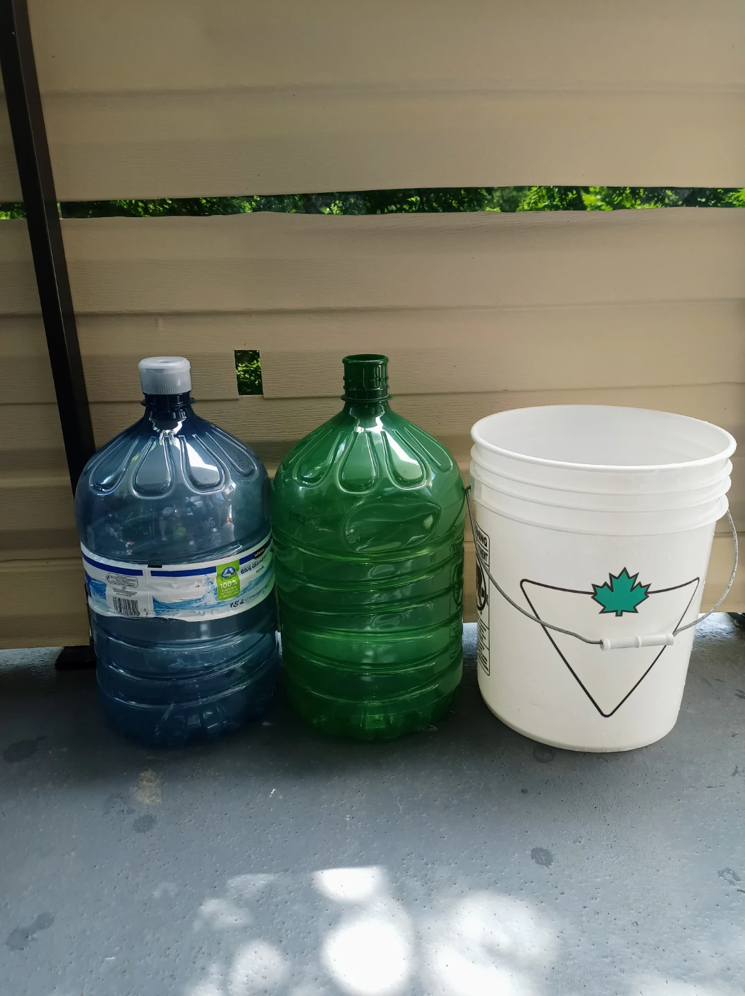 Large Bucket and Water Containers