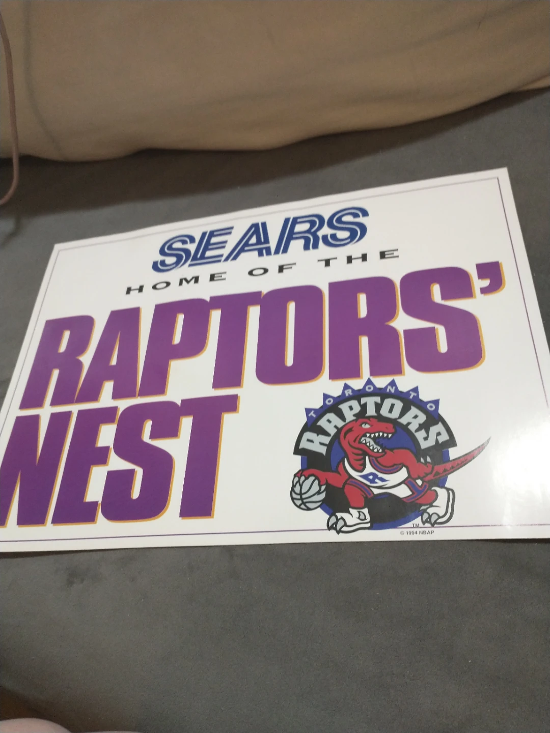 13 1/4" x 9 1/2" Toronto Raptors 1995 Inaugural Season Placard