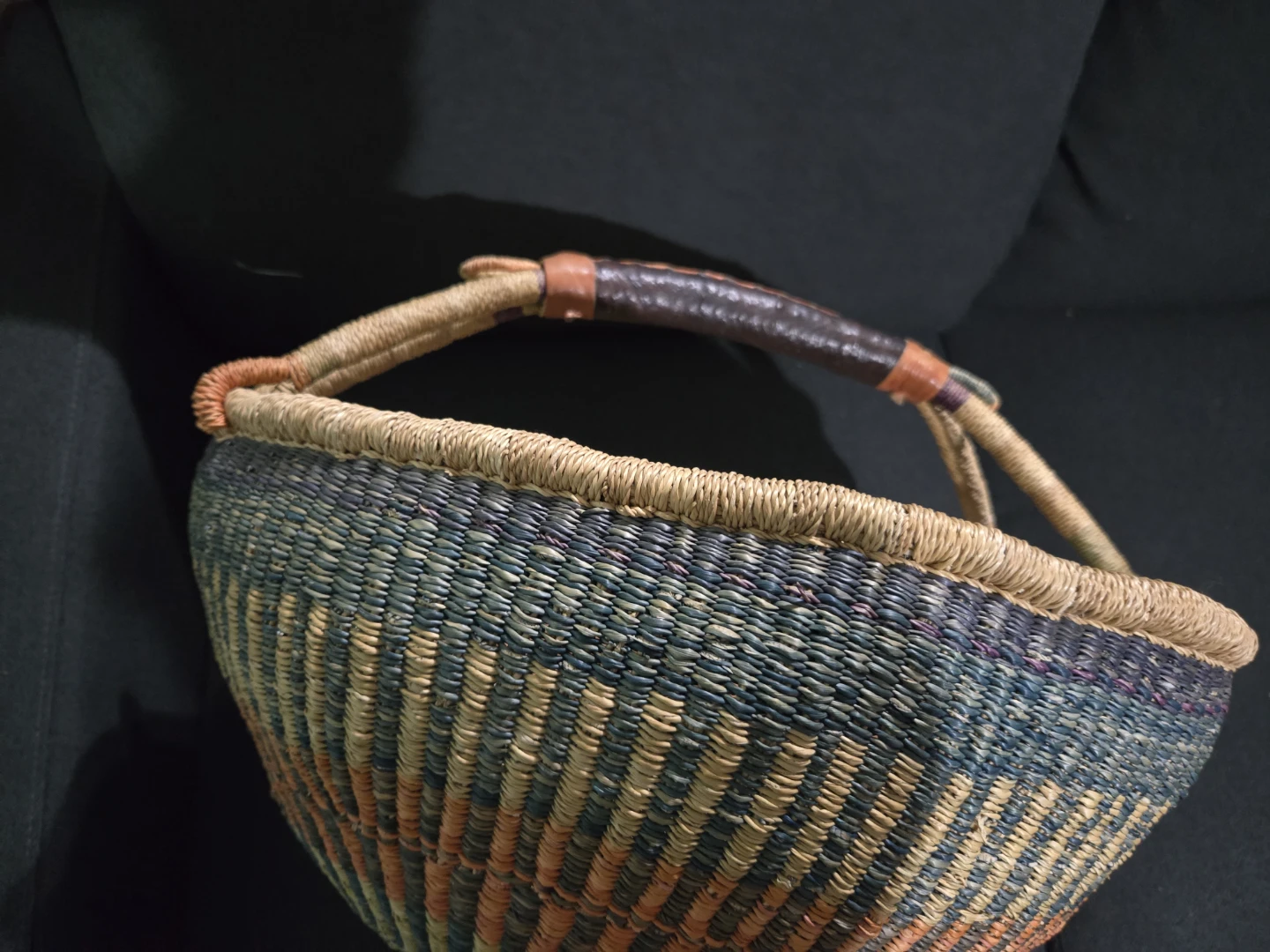 Woven Basket with Leather Handle - photo 3