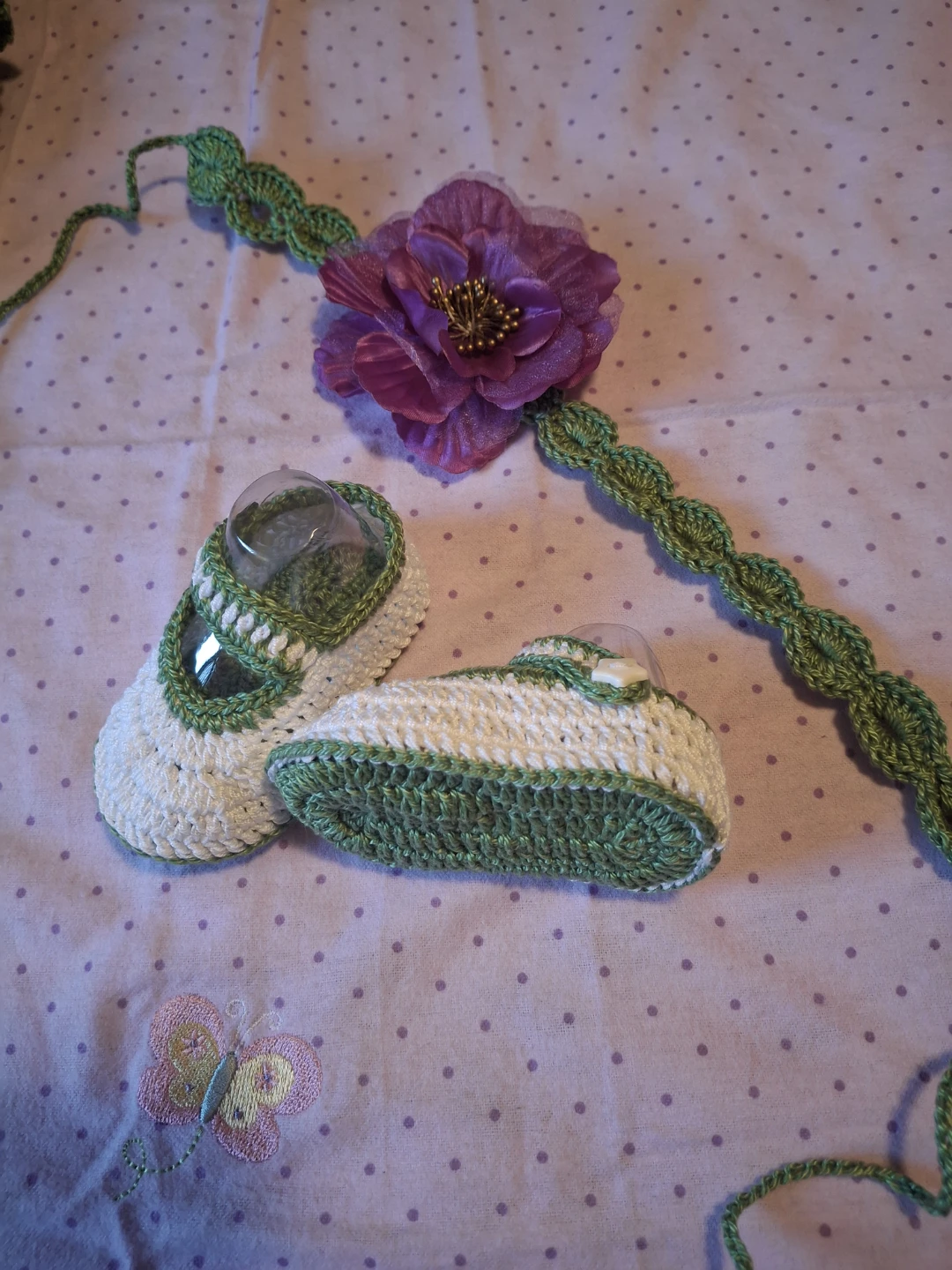 Hand-Crocheted Baby Dress, Shoes, and Headband Set - photo 5