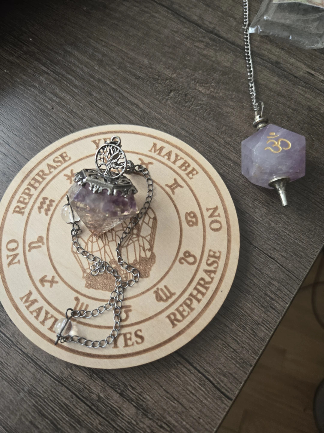 Orgonite amethyst pendulum with board - photo 3