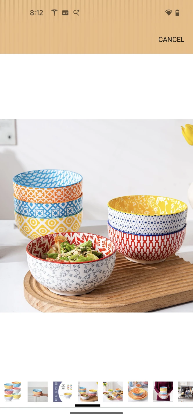 Cerkik Ceramic Soup Bowls Set - 6 Assorted Colors - photo 4