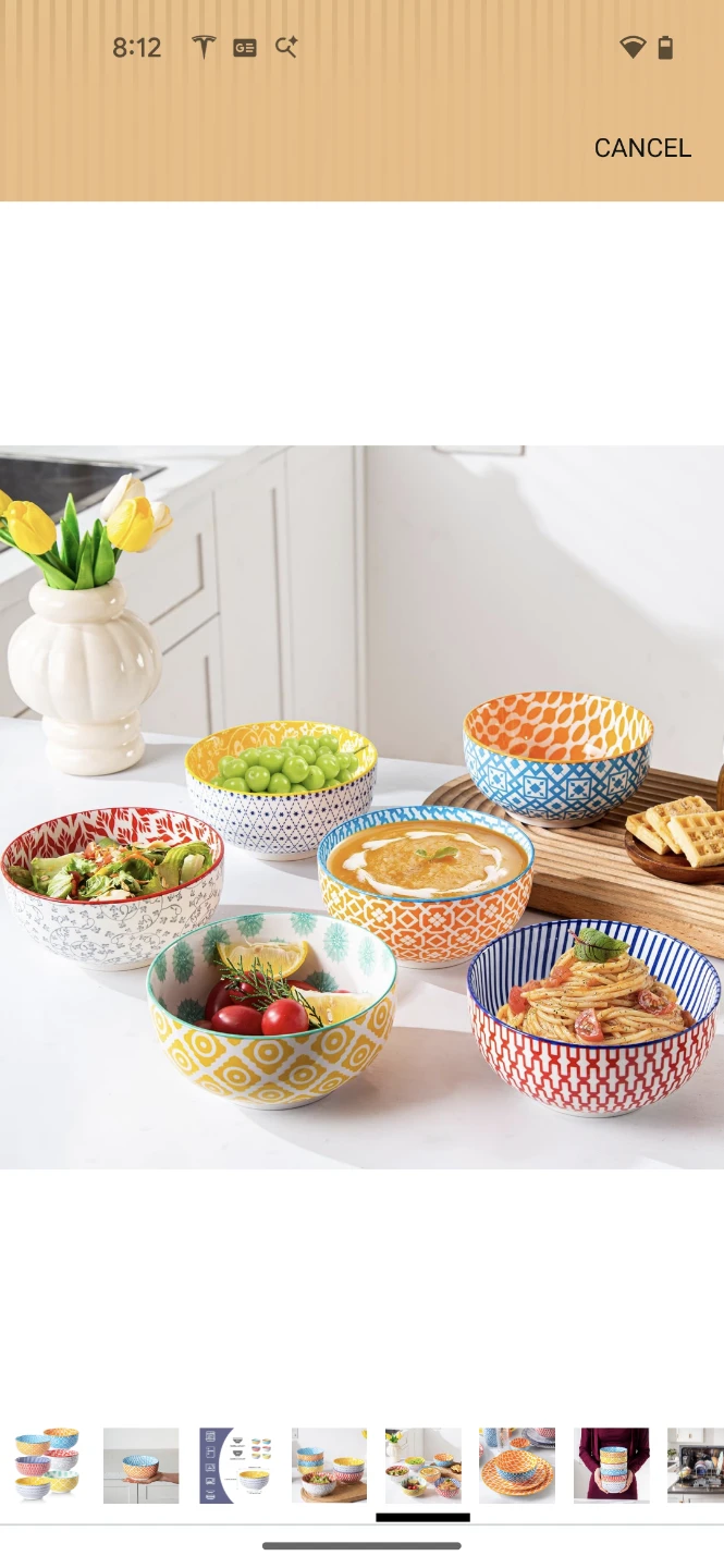 Cerkik Ceramic Soup Bowls Set - 6 Assorted Colors - photo 5