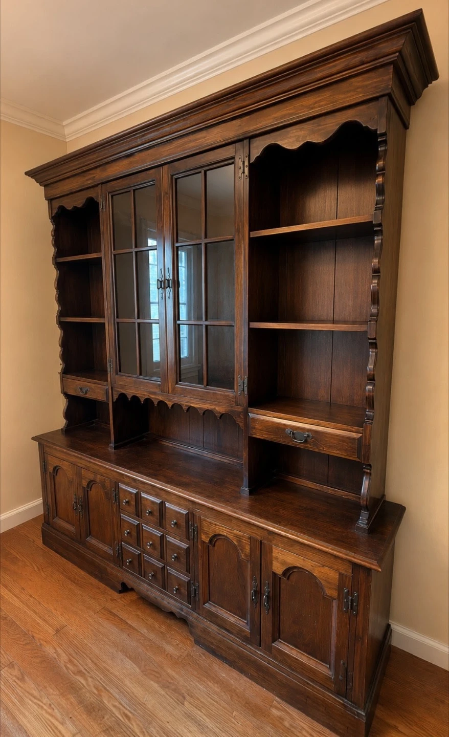 Wooden Hutch with Glass Doors