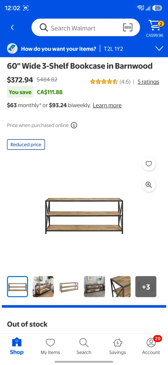 60" Wide 3-Shelf Bookcase in Barnwood
