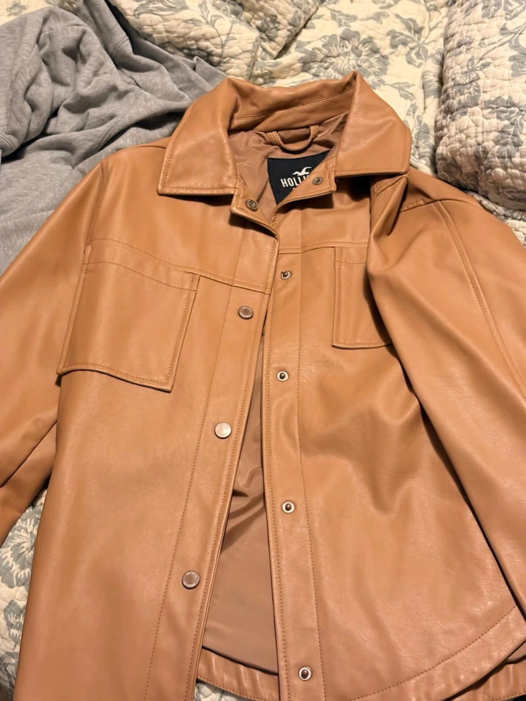 Hollister brown faux leather jacket/overshirt