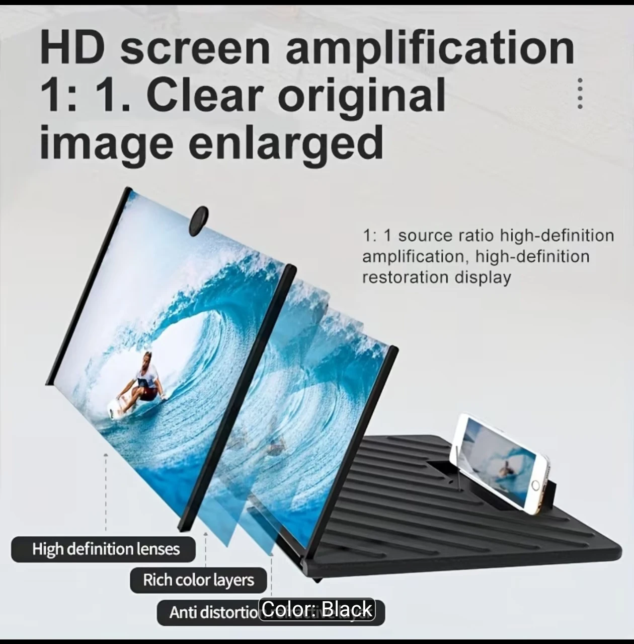Black Smartphone Screen Magnifier Amplifier