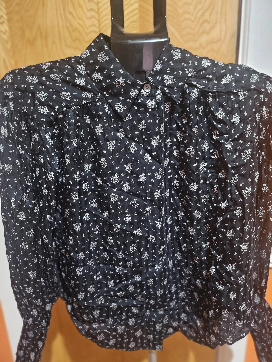 Madewell Black Floral Print Button-Up Shirt XS - photo 2