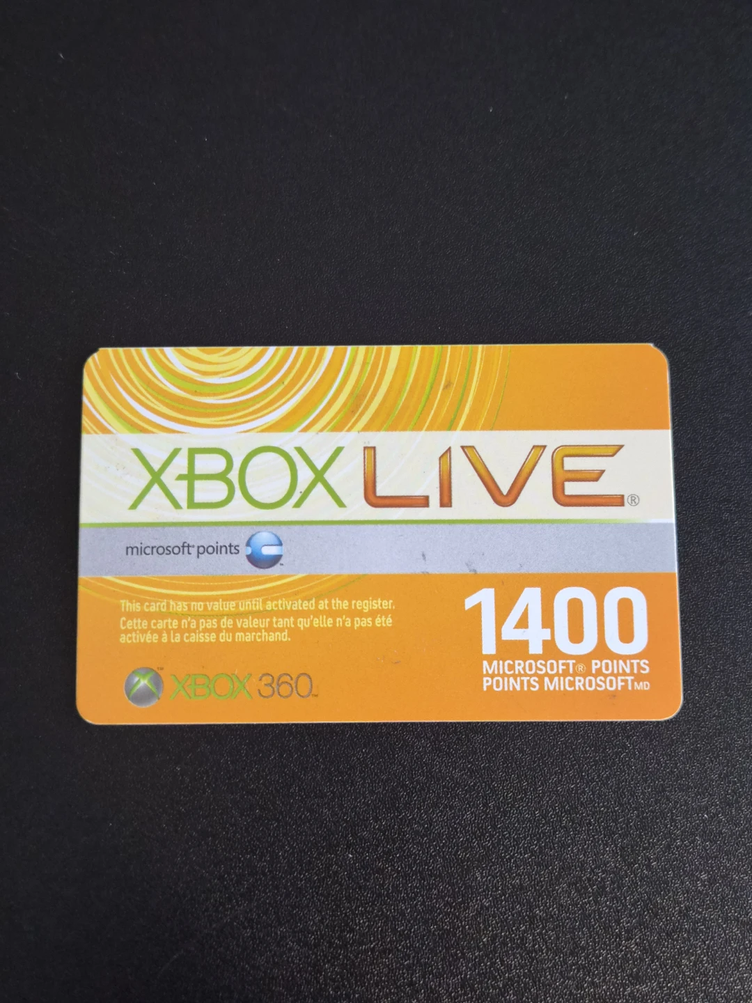 Read Bio | (USED) Xbox (360) Live 1400 Microsoft Points Card