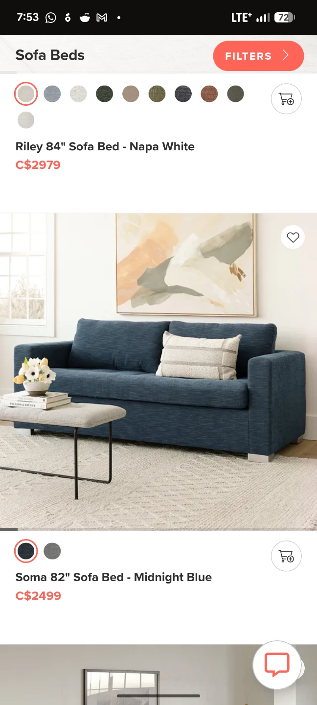 ARTICLE Soma 82" Sofa Bed - Midnight Blue