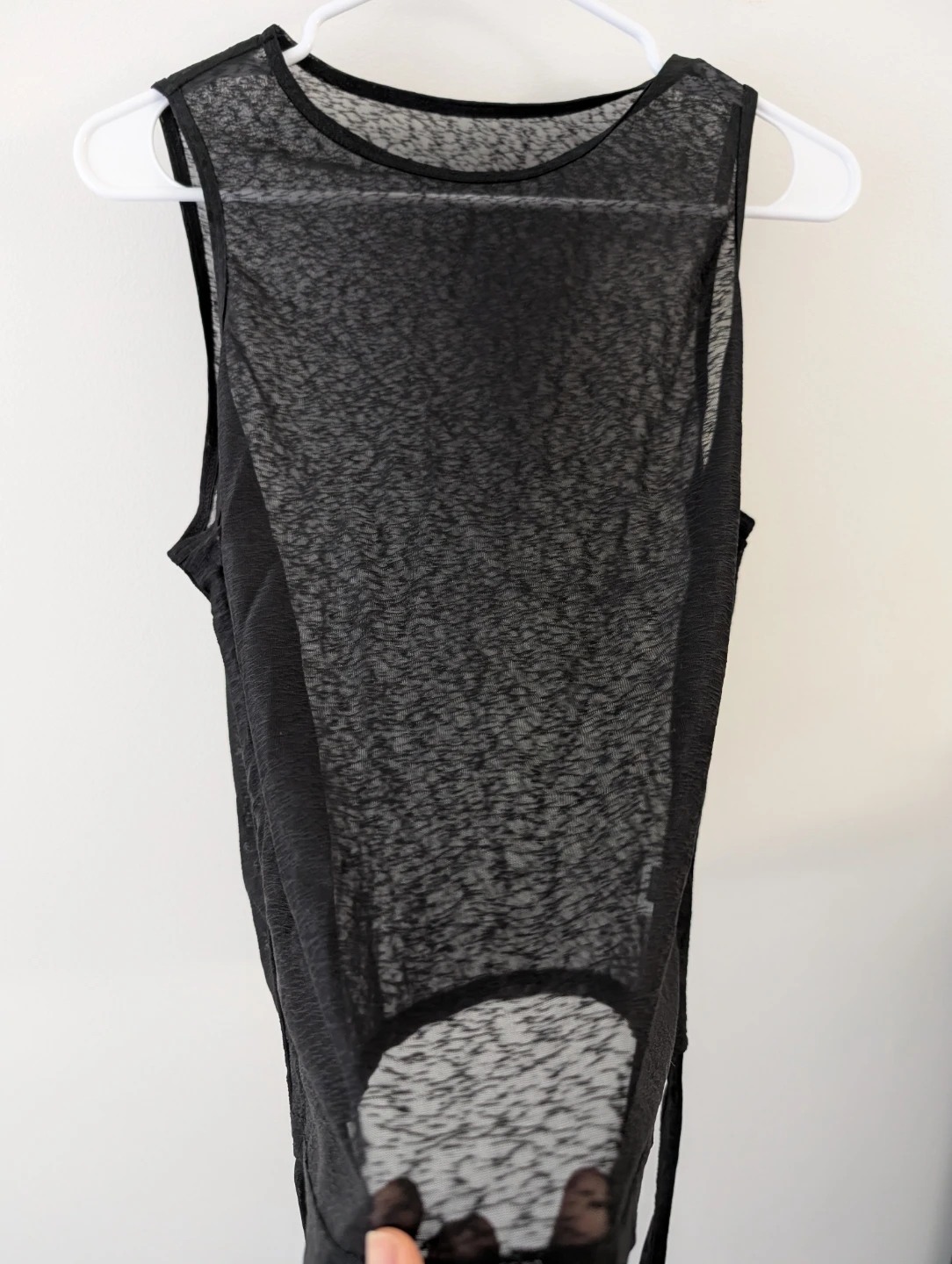 SHEIN Black Mesh Tank Top Sexy Sheer See Through Top 19" ptp - photo 2