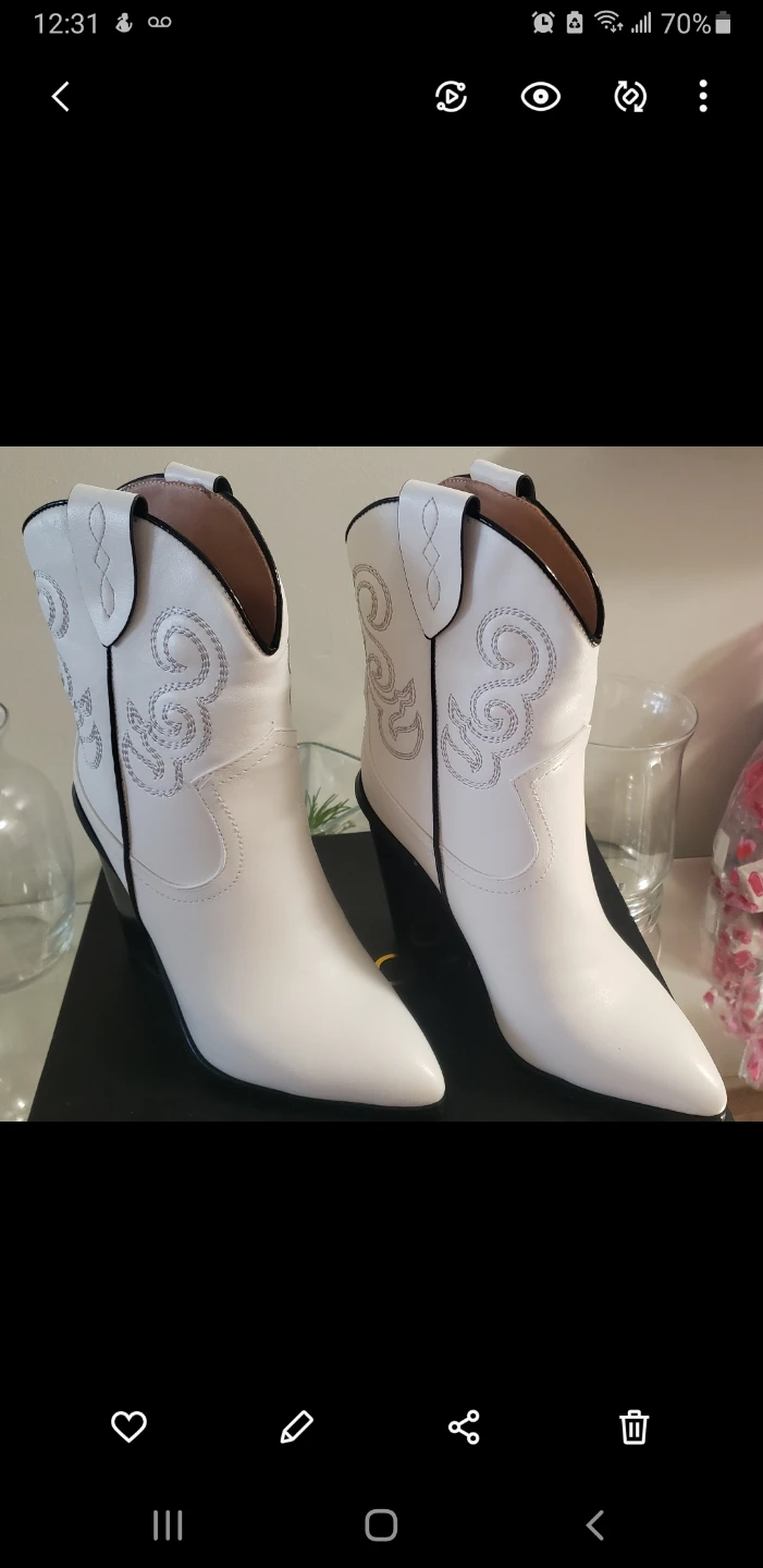 Brand new White Western Cowboy Boots with Wedge Heels - photo 3