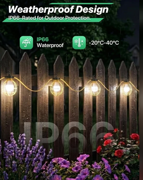 50ft Construction Waterproof String Lights with 5 Bulbs - photo 4