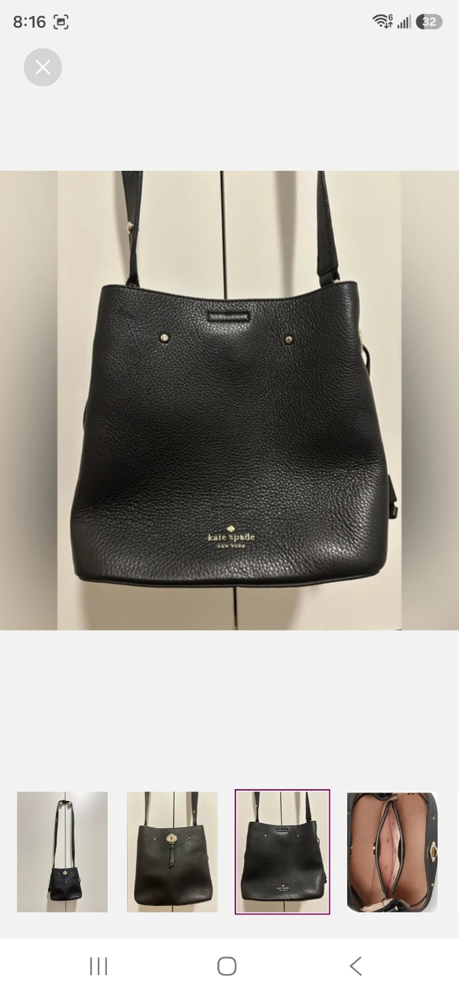 Kate Spade Black Leather Bucket Bag