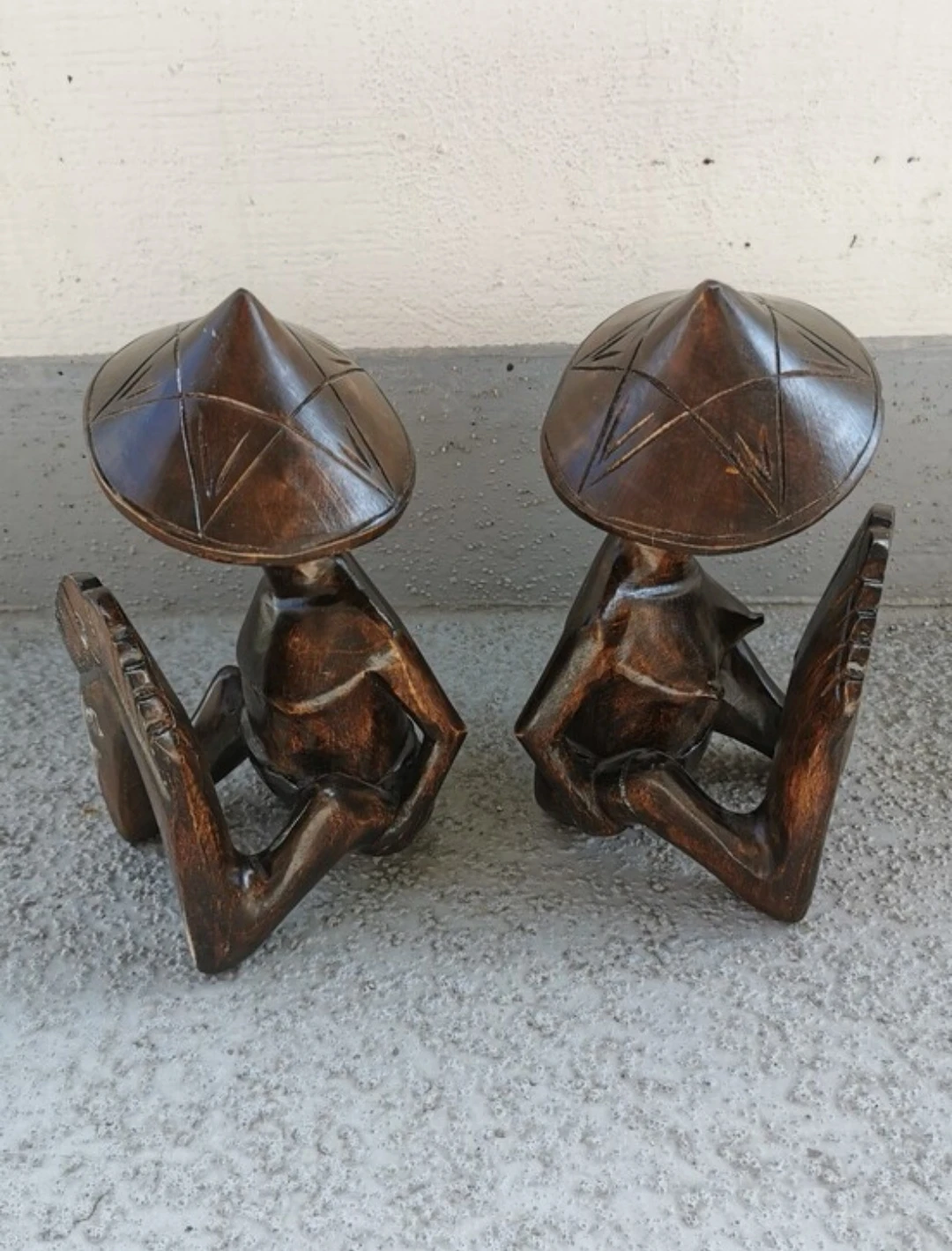 Vintage Hand Carved Wooden Figural Bookends Folk Art - photo 5