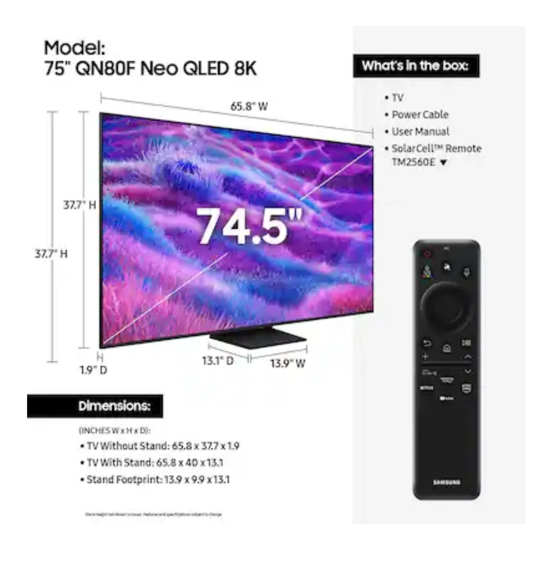 SAMSUNG    75” Class QN80F Neo QLED Mini LED 4K UHD  TV - photo 2