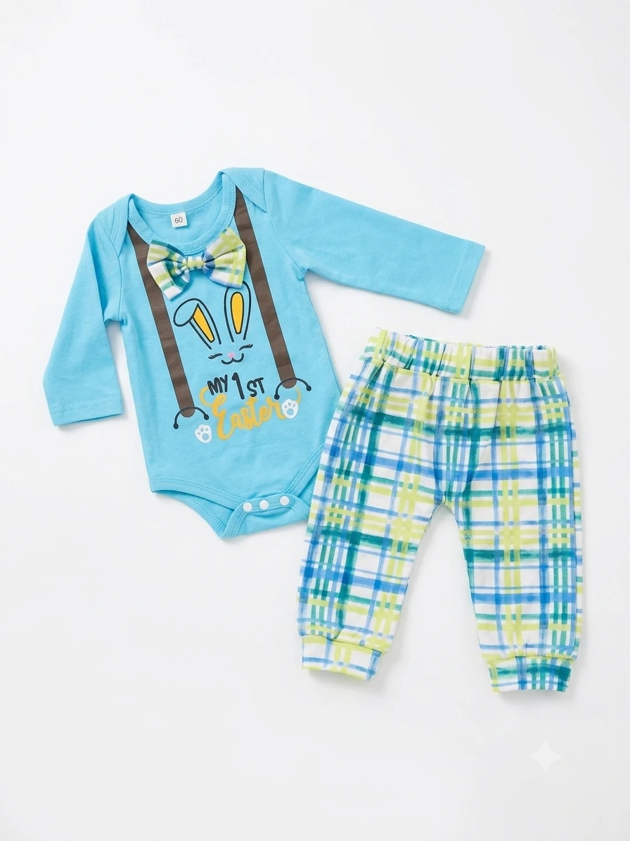 Baby Blue "My 1st Easter" Bunny Bodysuit and Pants Set