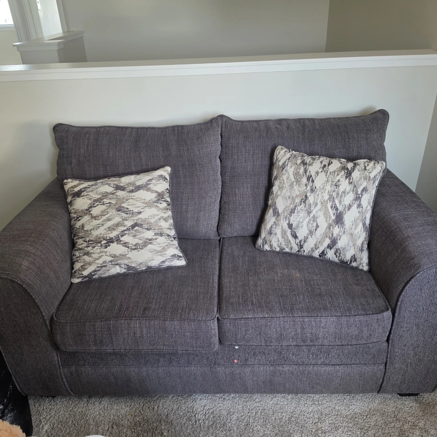 Dark Grey Loveseat Sofa with Pillows - photo 2