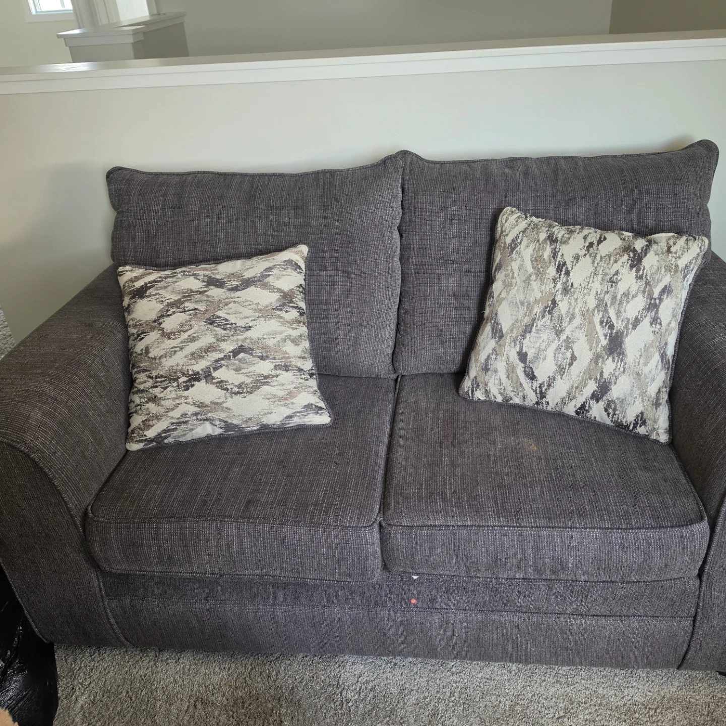 Dark Grey Loveseat Sofa with Pillows - photo 3