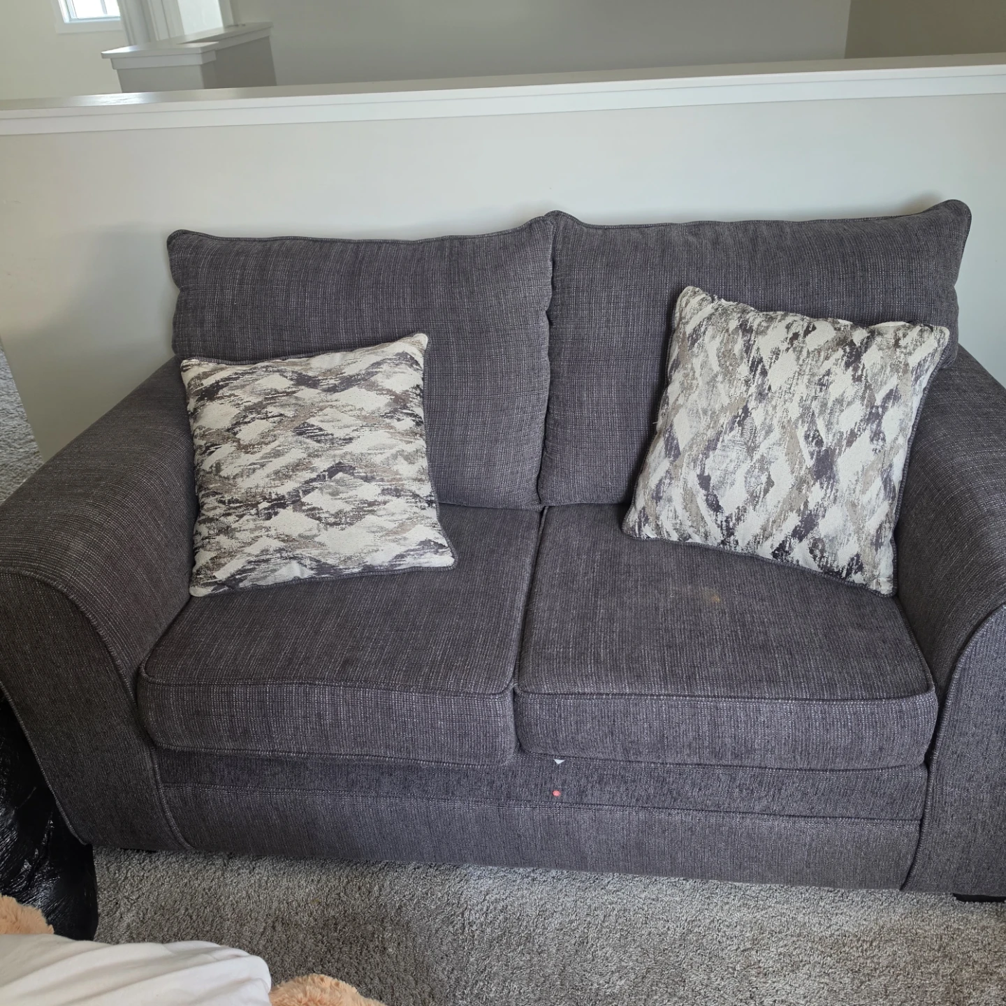 Dark Grey Loveseat Sofa with Pillows - photo 4