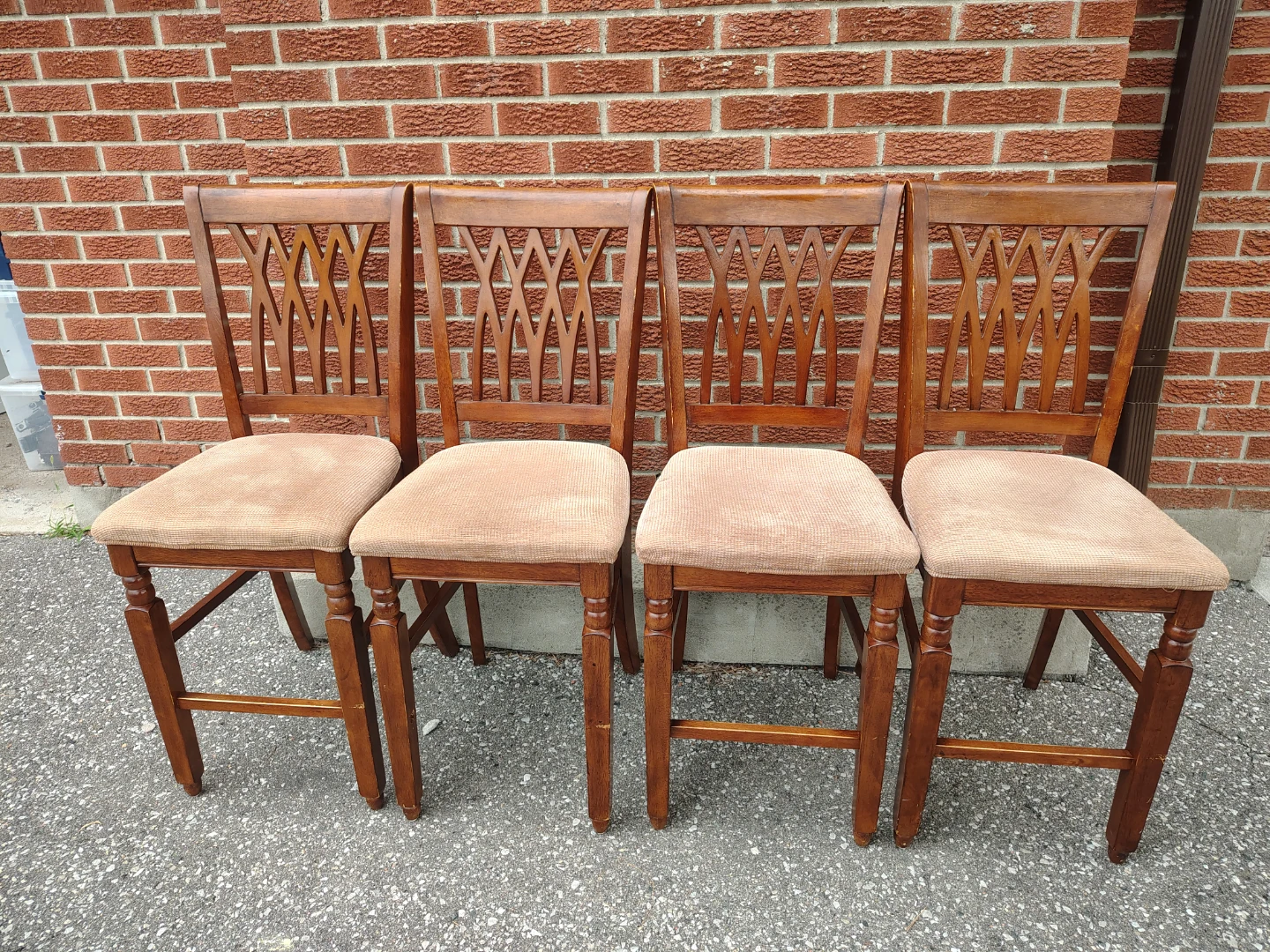 Set of 4 Wooden Chairs with Upholstered Seats