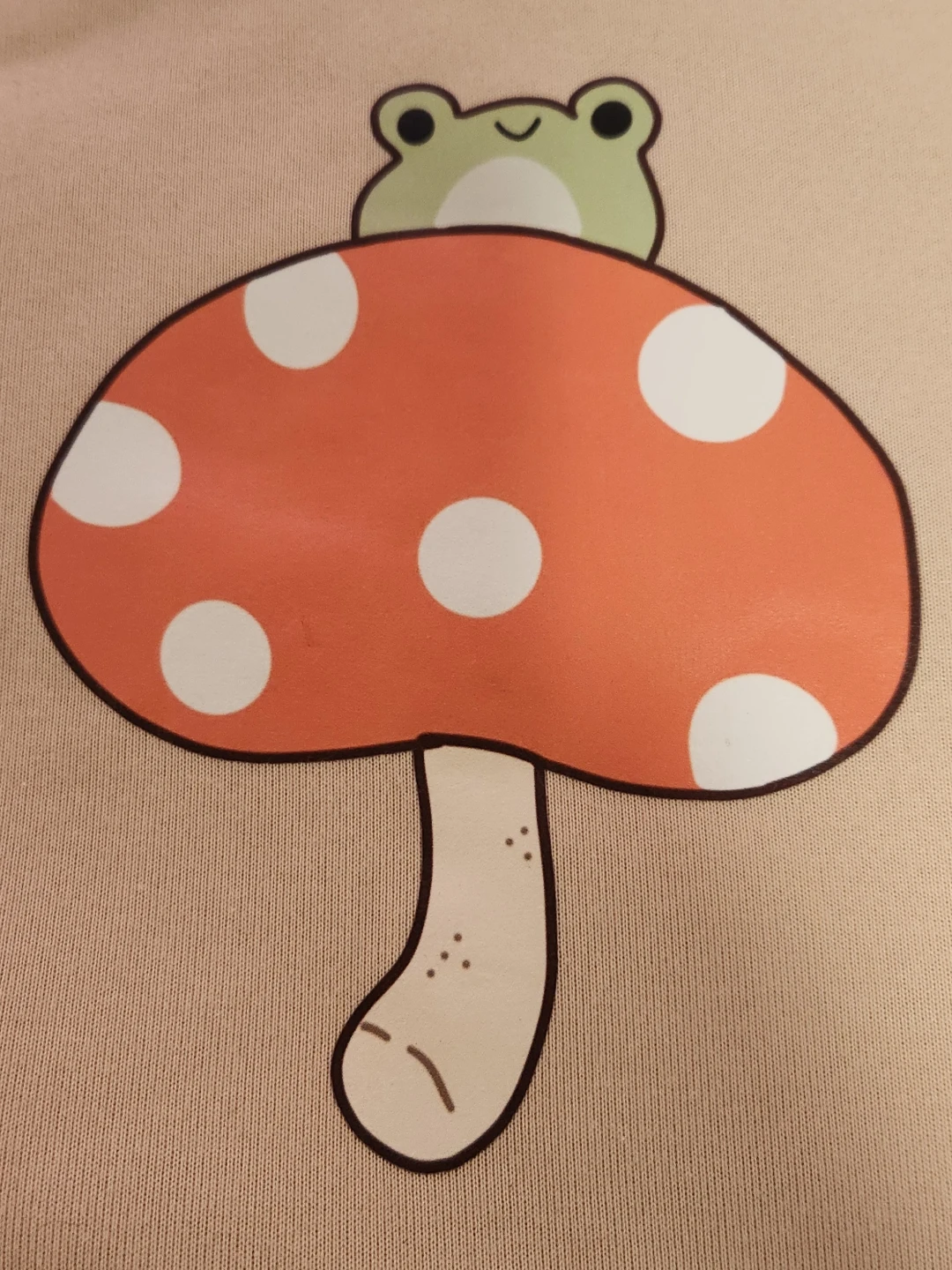 Keevici Cream Hoodie with Frog and Mushroom Graphic - photo 3