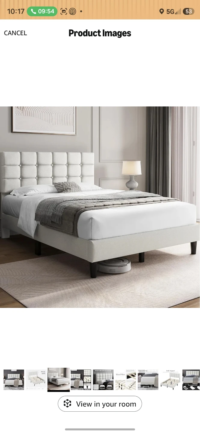 Yaheetech Upholstered Full Size Bed Frame