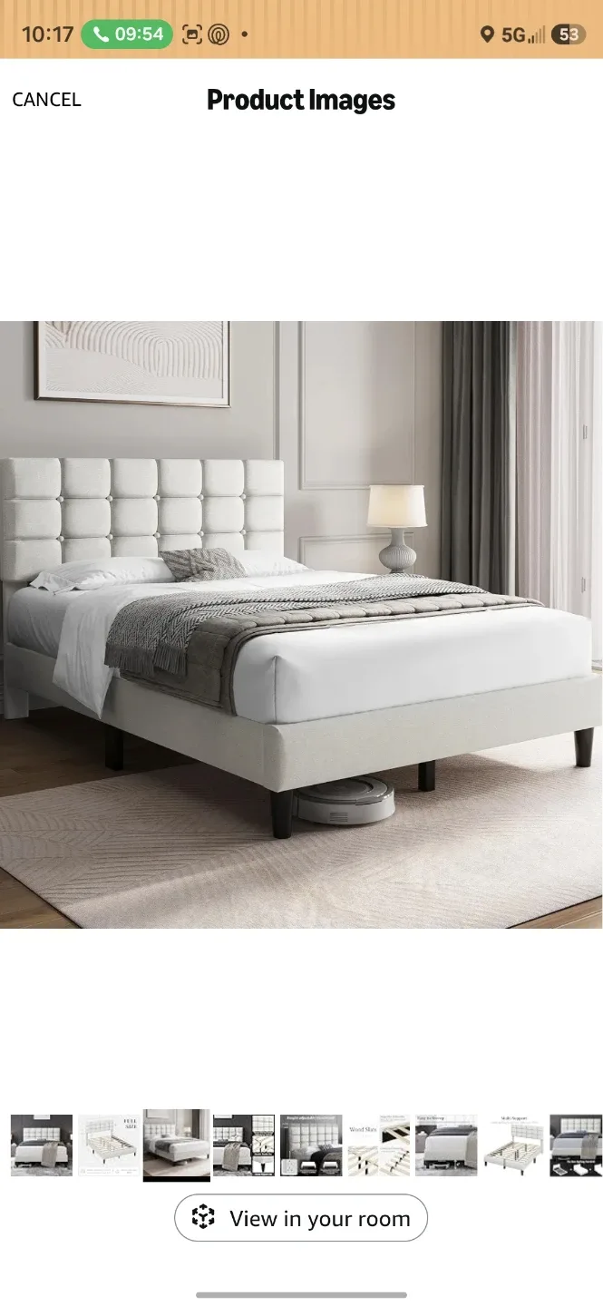Yaheetech Upholstered Full Size Bed Frame
