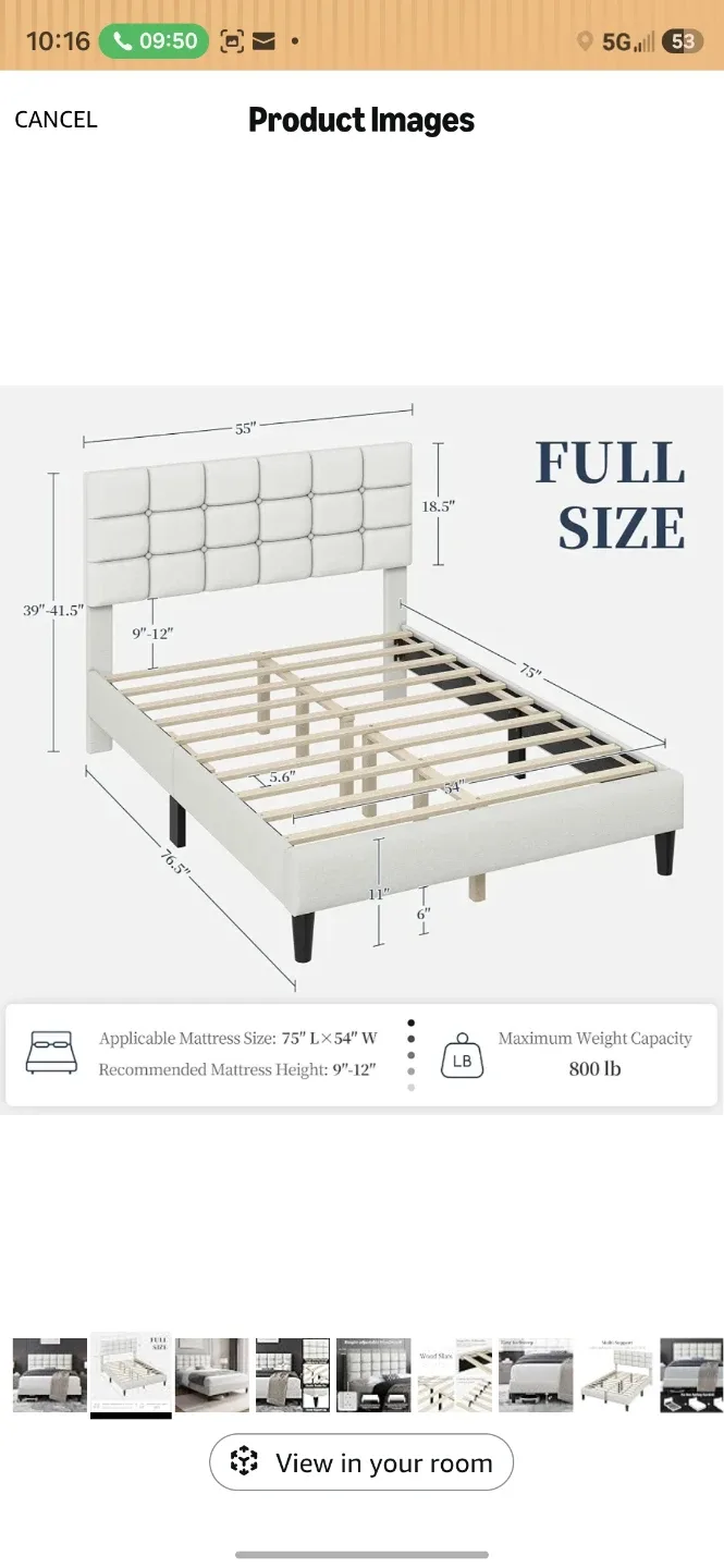 Yaheetech Upholstered Full Size Bed Frame - photo 3