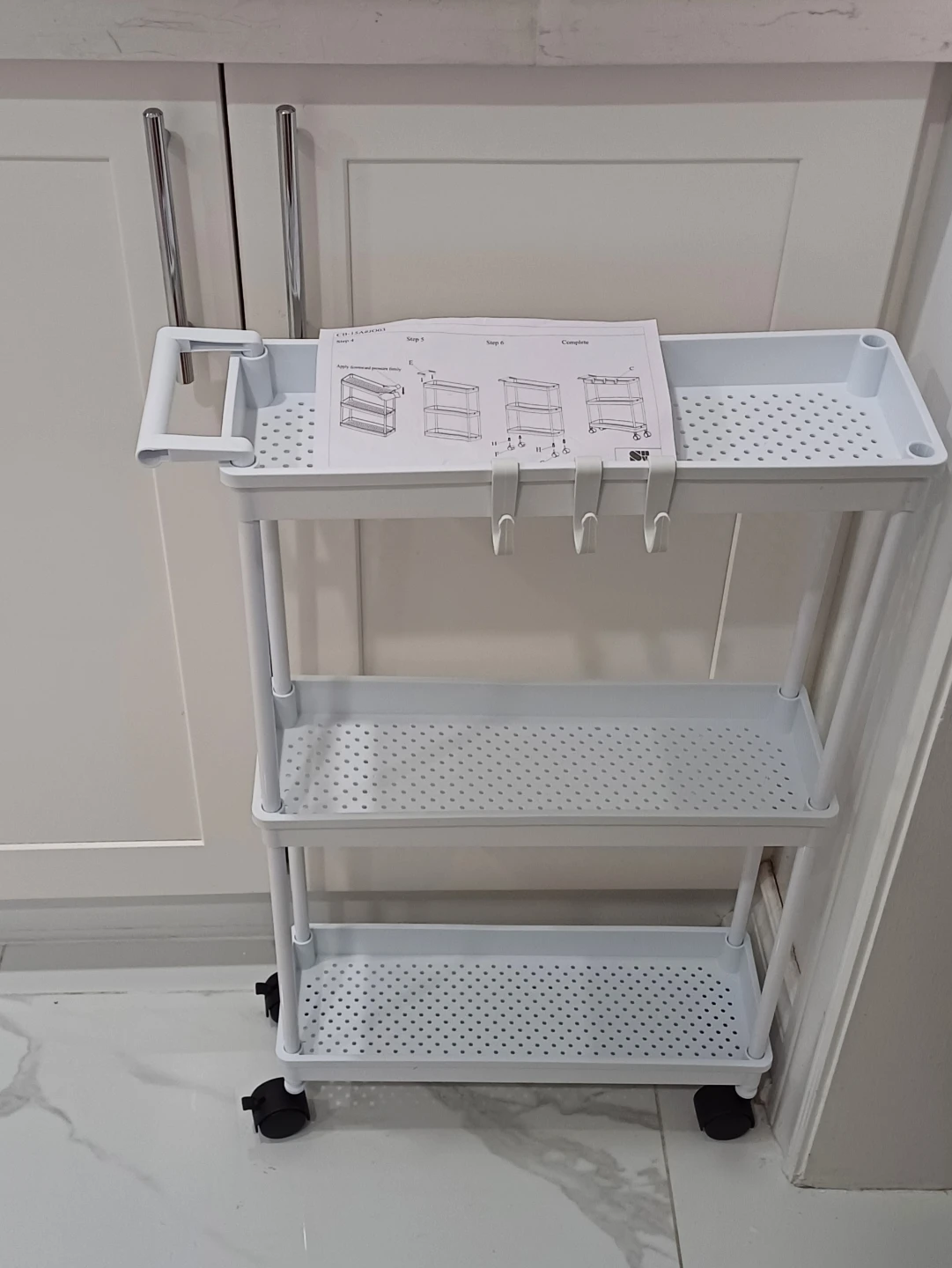 White 3-Tier Rolling Storage Cart - photo 5