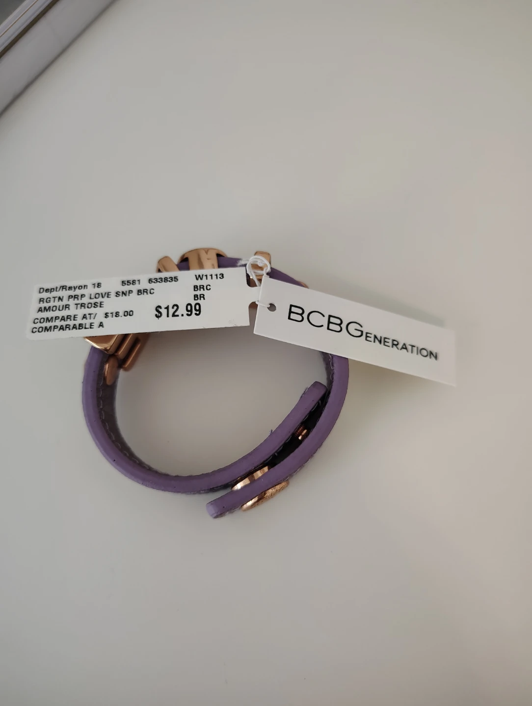 Lavender Leather LOVE Bracelet with Rose Gold Accents - photo 4