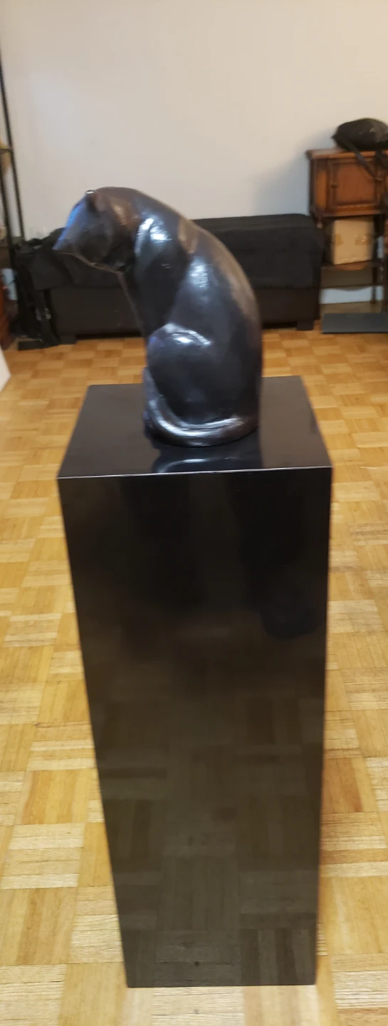 1978 Austin black cat vintage sculpture with pedestal. - photo 3