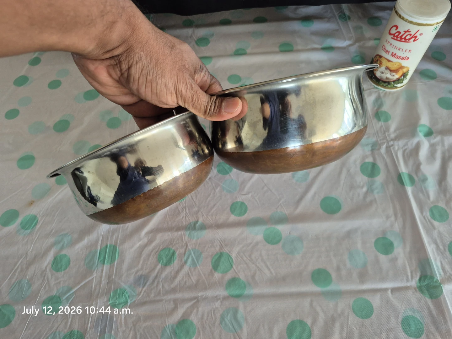 Set of 2 Stainless Steel Bowls with Copper Bottoms - photo 2