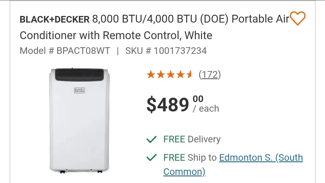 BLACK+DECKER Portable Air Conditioner - White