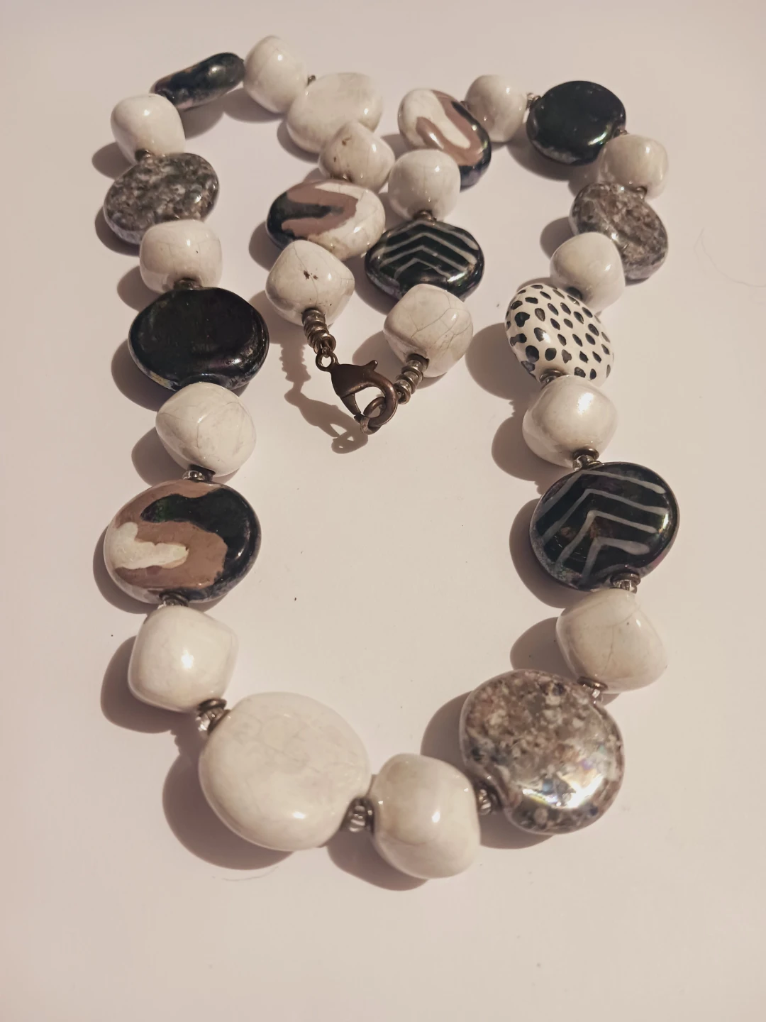 Beautiful One of a Kind Ceramic Beaded Necklace
