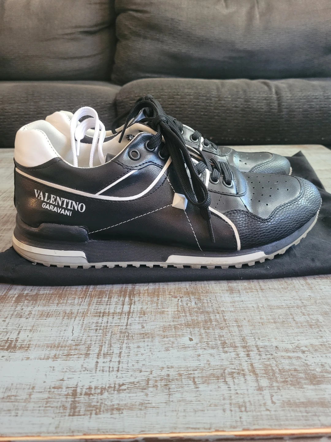 Valentino Garavani Black Leather Sneakers Size 43