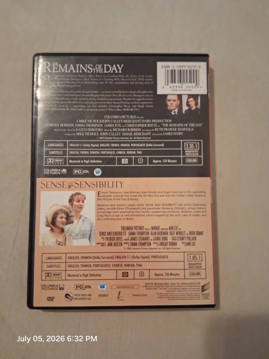 DVD The Remains of the Day / Sense and Sensibility - photo 4