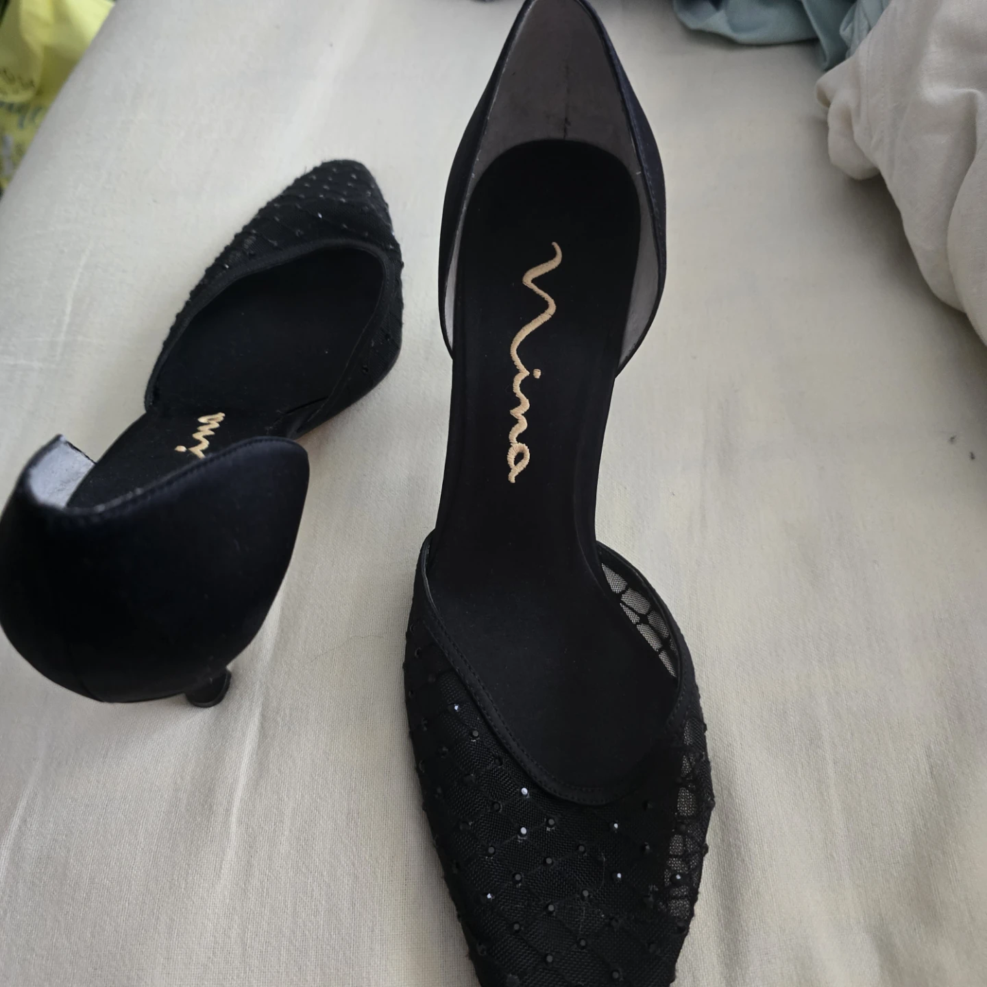 Nina Women's Black Embellished Heels