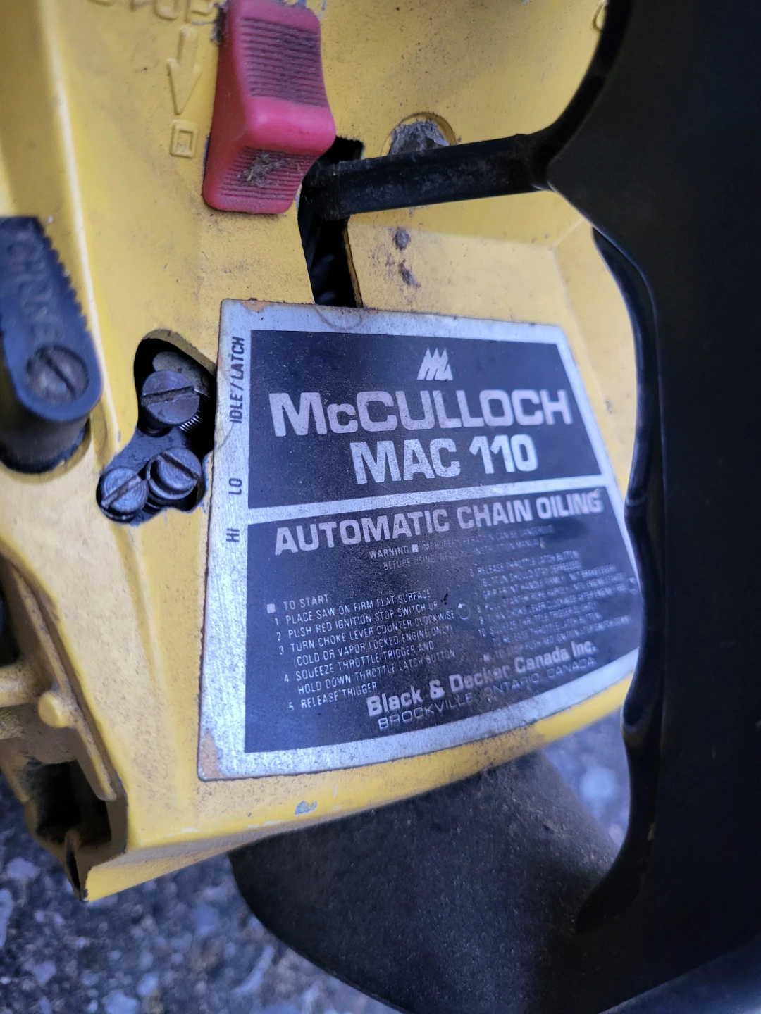 Antique McCulloch Mac 110 Chainsaw- Parts - photo 2