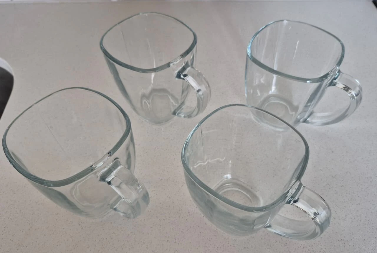 Set of 4 Clear Glass Mugs
